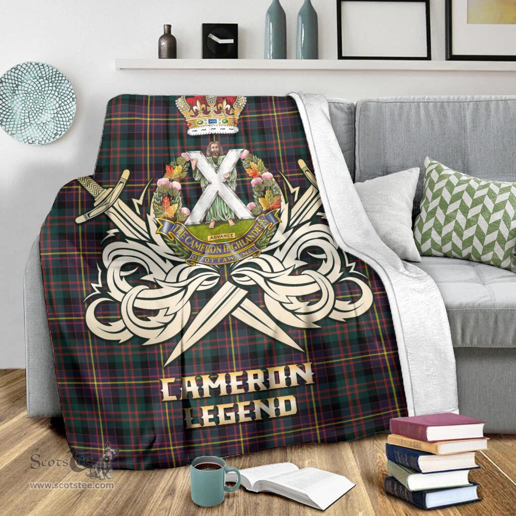 ScotsTee Shop Scottish Cameron Highlanders of Ottawa Clan Crest Tartan Blanket The Golden Sword of Courageous Legacy Blanket