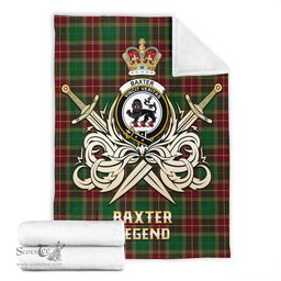 ScotsTee Shop Scottish Baxter Clan Crest Tartan Blanket The Golden Sword of Courageous Legacy Blanket