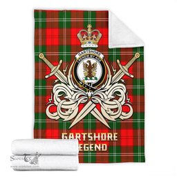 ScotsTee Shop Scottish Gartshore Clan Crest Tartan Blanket The Golden Sword of Courageous Legacy Blanket