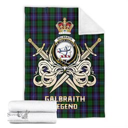 ScotsTee Shop Scottish Galbraith Clan Crest Tartan Blanket The Golden Sword of Courageous Legacy Blanket