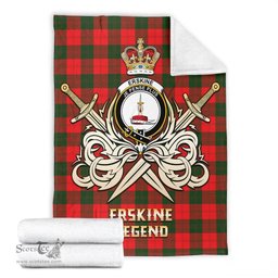 ScotsTee Shop Scottish Erskine Modern Clan Crest Tartan Blanket The Golden Sword of Courageous Legacy Blanket