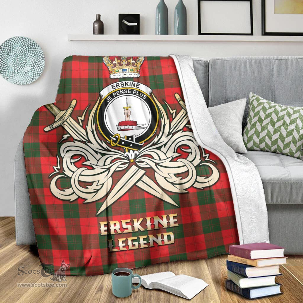 ScotsTee Shop Scottish Erskine Modern Clan Crest Tartan Blanket The Golden Sword of Courageous Legacy Blanket