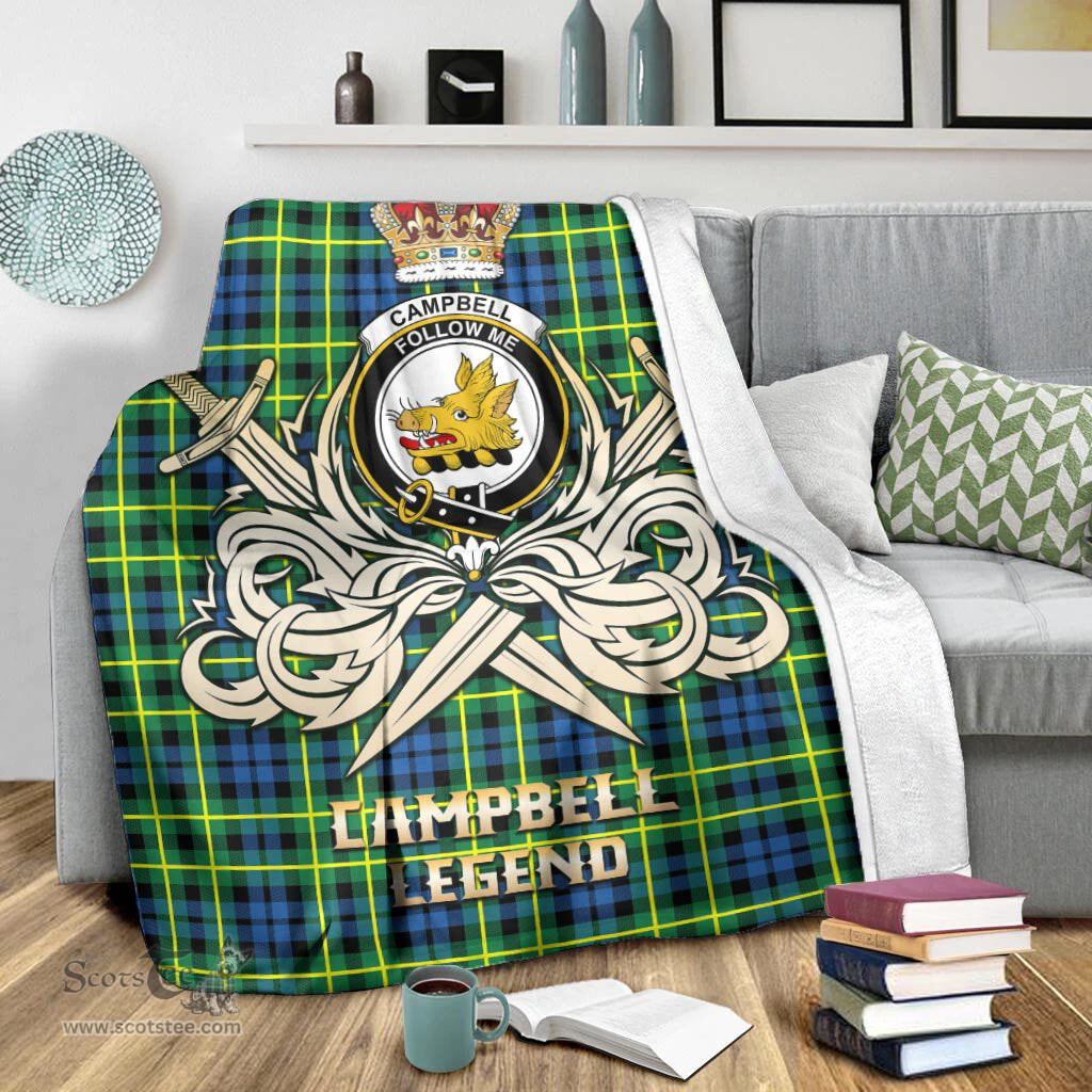 ScotsTee Shop Scottish Campbell of Breadalbane Ancient Clan Crest Tartan Blanket The Golden Sword of Courageous Legacy Blanket
