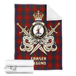 ScotsTee Shop Scottish Fraser Clan Crest Tartan Blanket The Golden Sword of Courageous Legacy Blanket