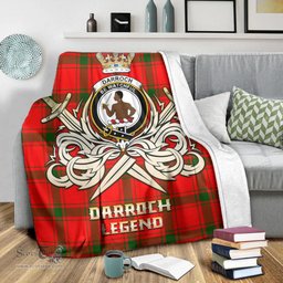 ScotsTee Shop Scottish Darroch Clan Crest Tartan Blanket The Golden Sword of Courageous Legacy Blanket