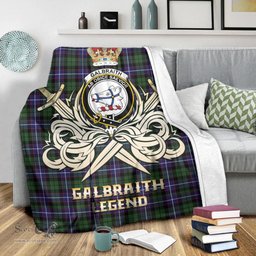 ScotsTee Shop Scottish Galbraith Modern Clan Crest Tartan Blanket The Golden Sword of Courageous Legacy Blanket