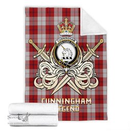 ScotsTee Shop Scottish Cunningham Dress Clan Crest Tartan Blanket The Golden Sword of Courageous Legacy Blanket