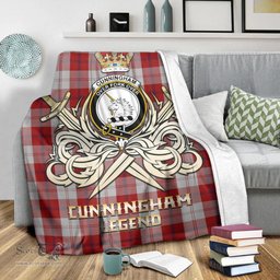 ScotsTee Shop Scottish Cunningham Dress Clan Crest Tartan Blanket The Golden Sword of Courageous Legacy Blanket