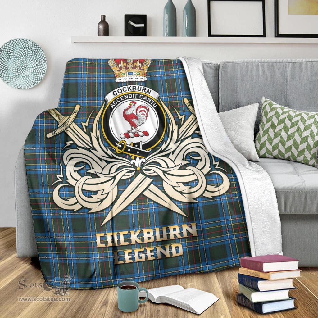 ScotsTee Shop Scottish Cockburn Modern Clan Crest Tartan Blanket The Golden Sword of Courageous Legacy Blanket
