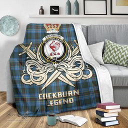 ScotsTee Shop Scottish Cockburn Modern Clan Crest Tartan Blanket The Golden Sword of Courageous Legacy Blanket