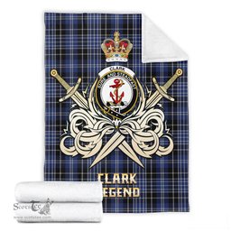 ScotsTee Shop Scottish Clark Clan Crest Tartan Blanket The Golden Sword of Courageous Legacy Blanket