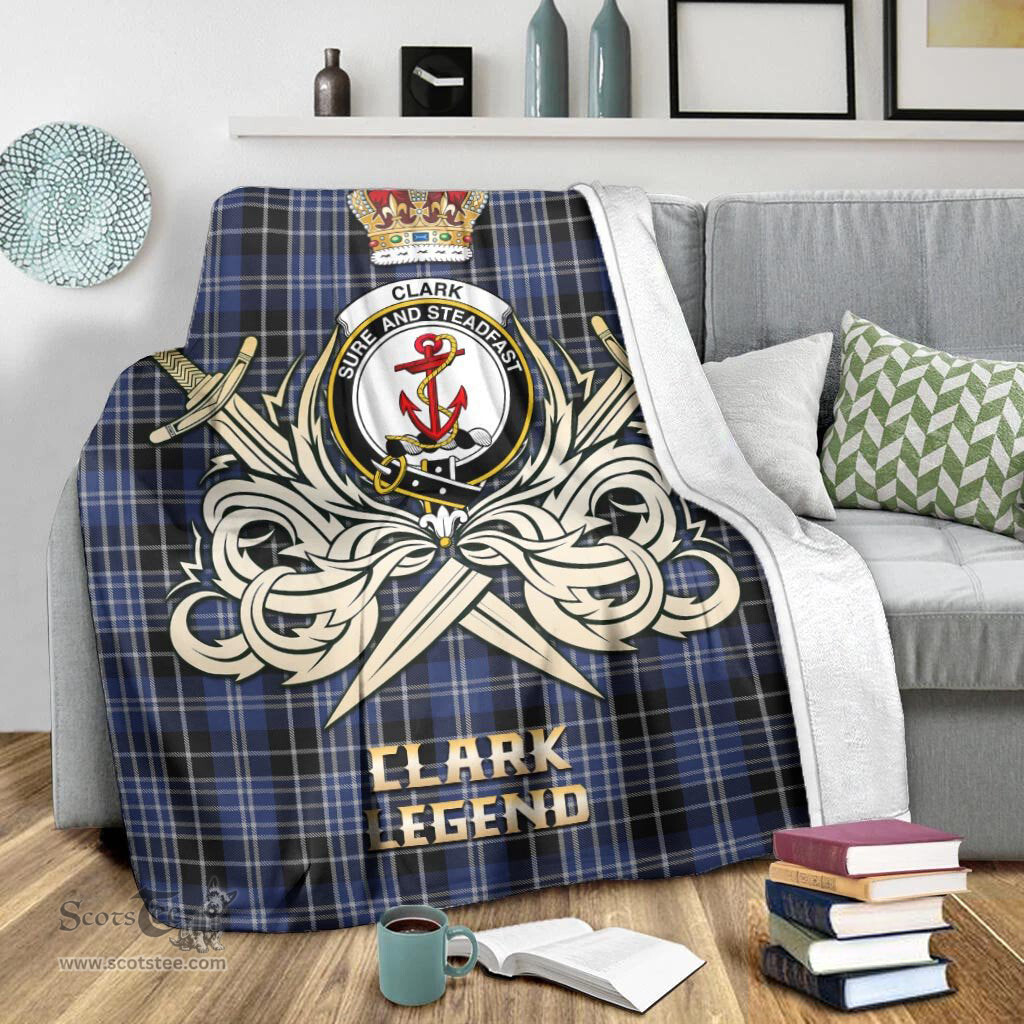 ScotsTee Shop Scottish Clark Clan Crest Tartan Blanket The Golden Sword of Courageous Legacy Blanket