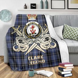 ScotsTee Shop Scottish Clark Clan Crest Tartan Blanket The Golden Sword of Courageous Legacy Blanket