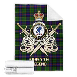 ScotsTee Shop Scottish Forsyth Modern Clan Crest Tartan Blanket The Golden Sword of Courageous Legacy Blanket