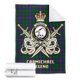 ScotsTee Shop Scottish Carmichael Clan Crest Tartan Blanket The Golden Sword of Courageous Legacy Blanket