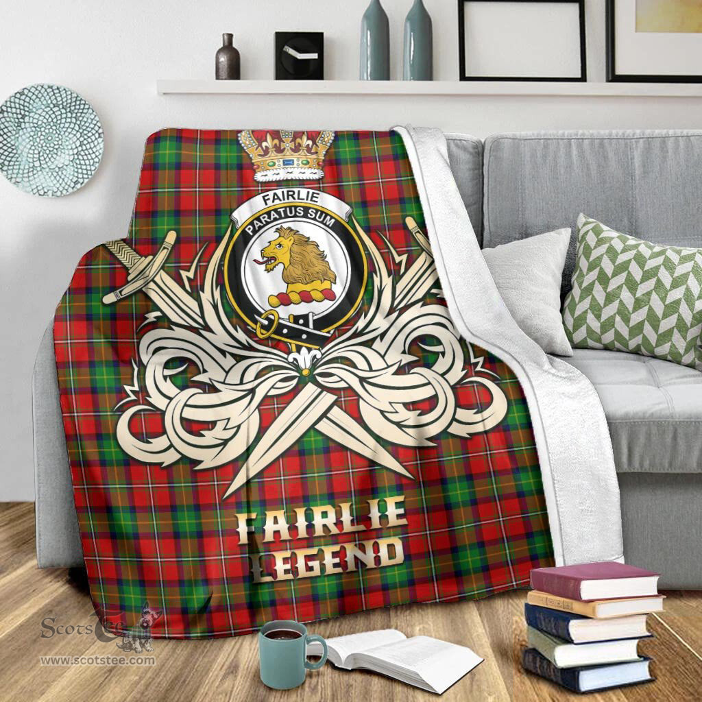 ScotsTee Shop Scottish Fairlie Modern Clan Crest Tartan Blanket The Golden Sword of Courageous Legacy Blanket