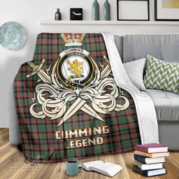 ScotsTee Shop Scottish Cumming Hunting Ancient Clan Crest Tartan Blanket The Golden Sword of Courageous Legacy Blanket