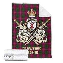 ScotsTee Shop Scottish Crawford Clan Crest Tartan Blanket The Golden Sword of Courageous Legacy Blanket