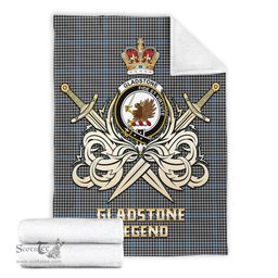 ScotsTee Shop Scottish Gladstone Clan Crest Tartan Blanket The Golden Sword of Courageous Legacy Blanket