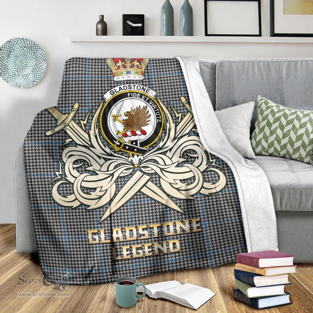 ScotsTee Shop Scottish Gladstone Clan Crest Tartan Blanket The Golden Sword of Courageous Legacy Blanket