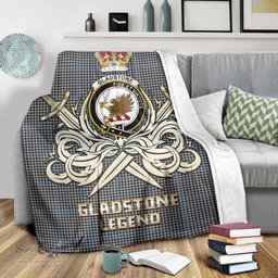 ScotsTee Shop Scottish Gladstone Clan Crest Tartan Blanket The Golden Sword of Courageous Legacy Blanket