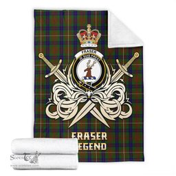 ScotsTee Shop Scottish Fraser Hunting Clan Crest Tartan Blanket The Golden Sword of Courageous Legacy Blanket