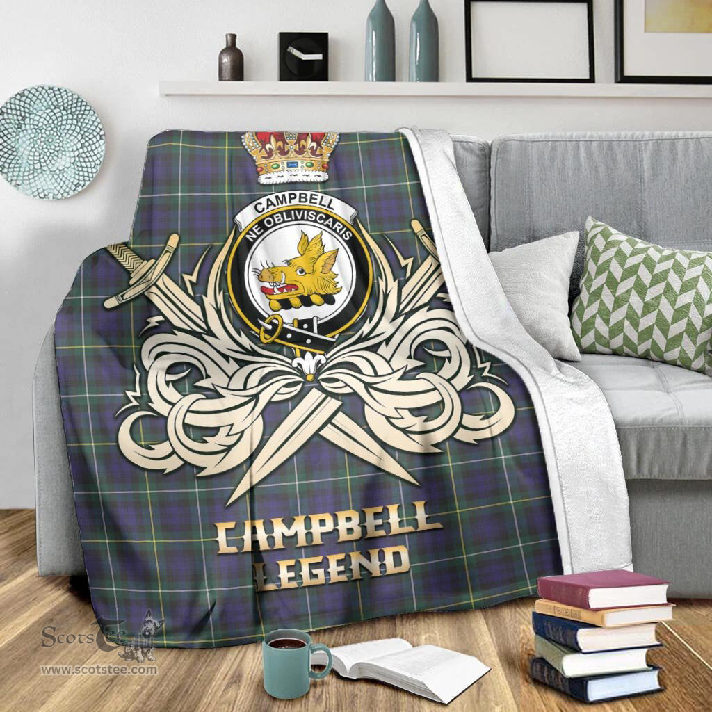 ScotsTee Shop Scottish Campbell Argyll Modern Clan Crest Tartan Blanket The Golden Sword of Courageous Legacy Blanket