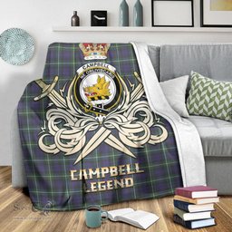 ScotsTee Shop Scottish Campbell Argyll Modern Clan Crest Tartan Blanket The Golden Sword of Courageous Legacy Blanket