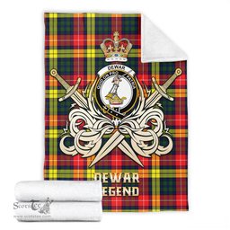 ScotsTee Shop Scottish Dewar Clan Crest Tartan Blanket The Golden Sword of Courageous Legacy Blanket