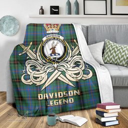 ScotsTee Shop Scottish Davidson Ancient Clan Crest Tartan Blanket The Golden Sword of Courageous Legacy Blanket