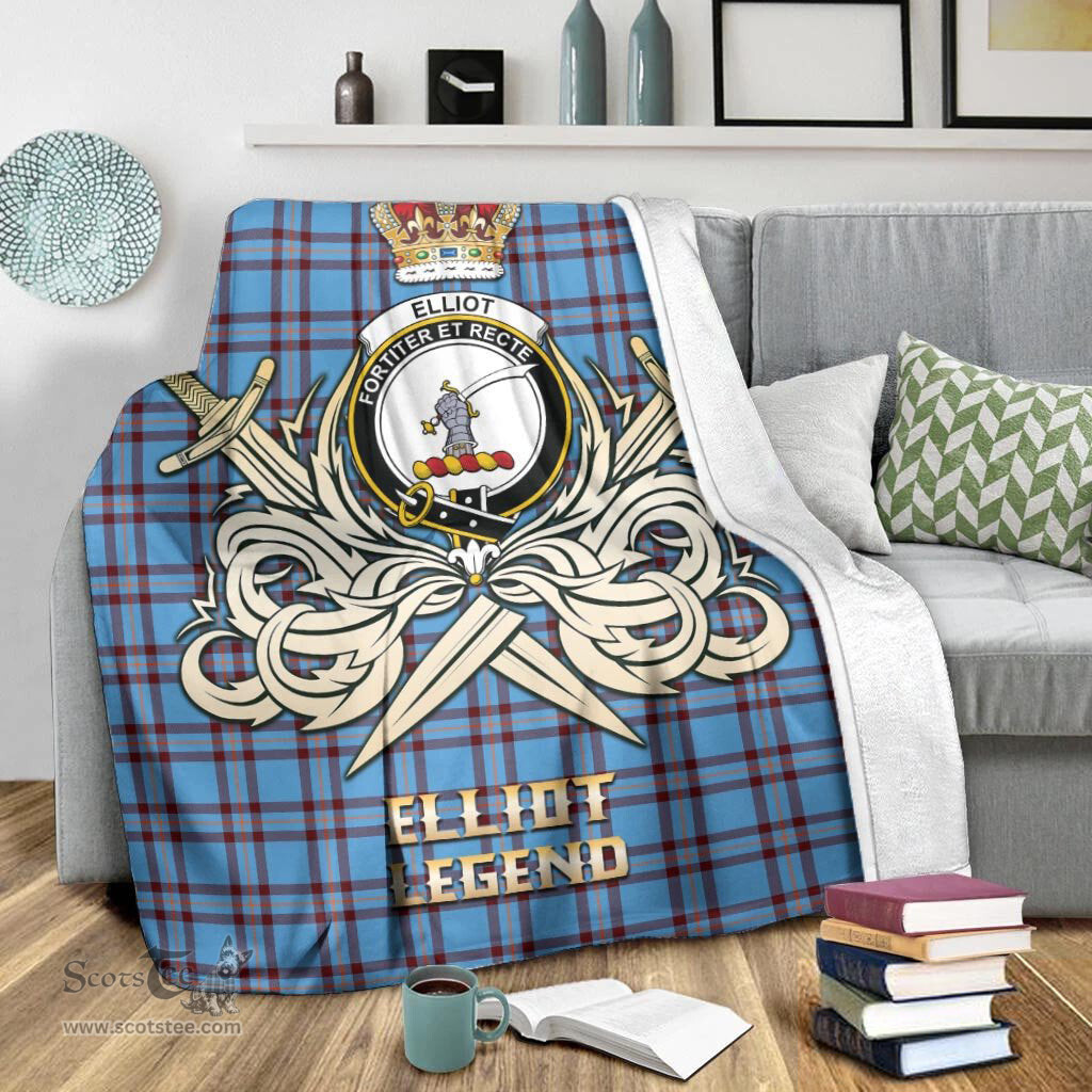 ScotsTee Shop Scottish Elliot Ancient Clan Crest Tartan Blanket The Golden Sword of Courageous Legacy Blanket