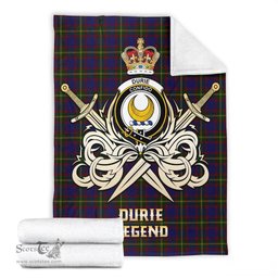 ScotsTee Shop Scottish Durie Clan Crest Tartan Blanket The Golden Sword of Courageous Legacy Blanket