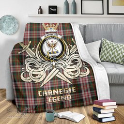 ScotsTee Shop Scottish Carnegie Dress Clan Crest Tartan Blanket The Golden Sword of Courageous Legacy Blanket