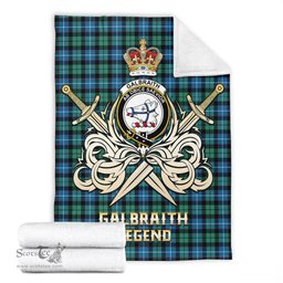 ScotsTee Shop Scottish Galbraith Ancient Clan Crest Tartan Blanket The Golden Sword of Courageous Legacy Blanket