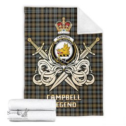ScotsTee Shop Scottish Campbell Argyll Weathered Clan Crest Tartan Blanket The Golden Sword of Courageous Legacy Blanket