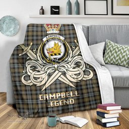 ScotsTee Shop Scottish Campbell Argyll Weathered Clan Crest Tartan Blanket The Golden Sword of Courageous Legacy Blanket