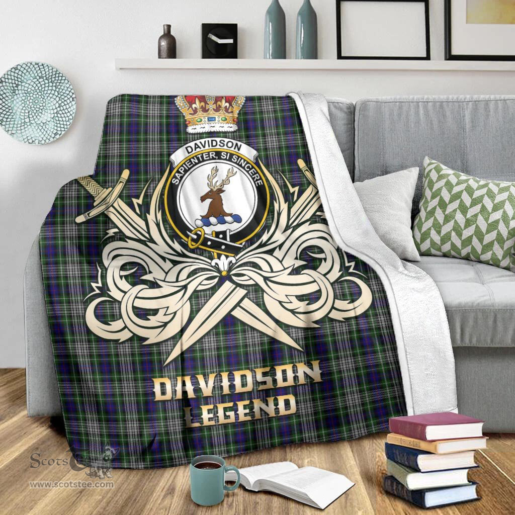 ScotsTee Shop Scottish Davidson of Tulloch Dress Clan Crest Tartan Blanket The Golden Sword of Courageous Legacy Blanket