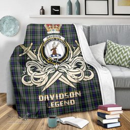 ScotsTee Shop Scottish Davidson of Tulloch Dress Clan Crest Tartan Blanket The Golden Sword of Courageous Legacy Blanket