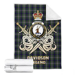 ScotsTee Shop Scottish Davidson of Tulloch Dress Clan Crest Tartan Blanket The Golden Sword of Courageous Legacy Blanket