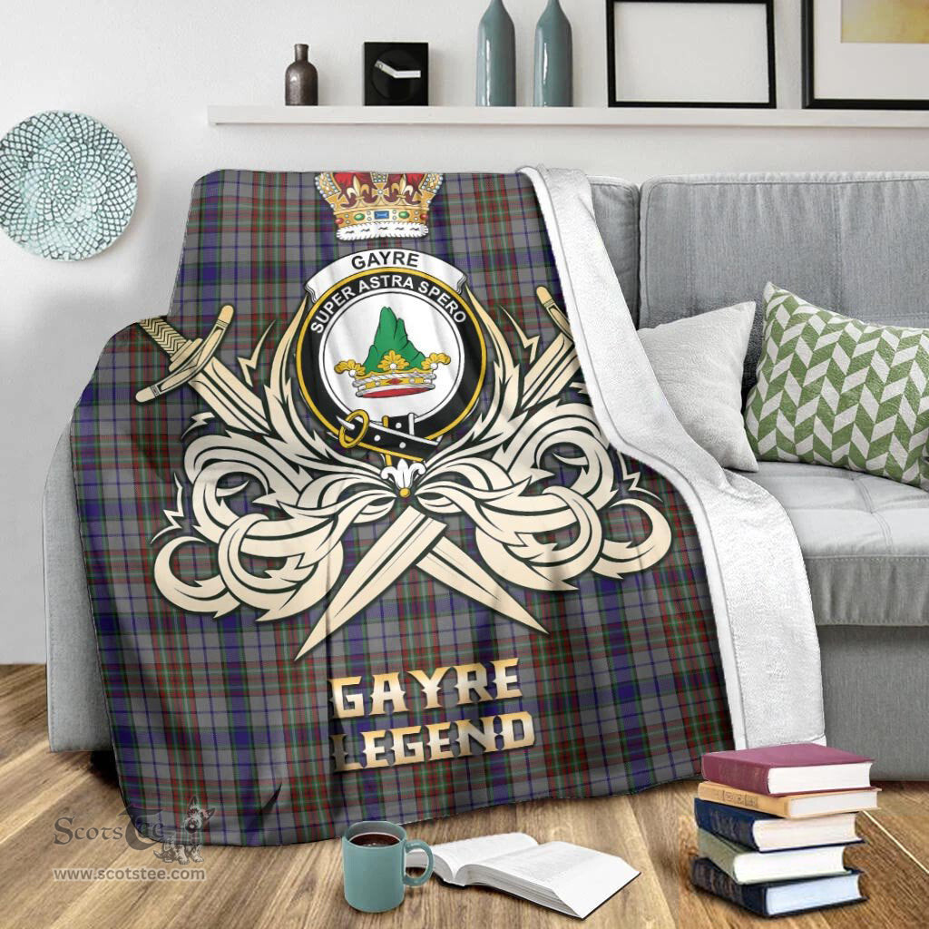 ScotsTee Shop Scottish Gayre Hunting Clan Crest Tartan Blanket The Golden Sword of Courageous Legacy Blanket