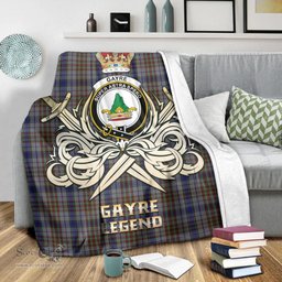 ScotsTee Shop Scottish Gayre Hunting Clan Crest Tartan Blanket The Golden Sword of Courageous Legacy Blanket