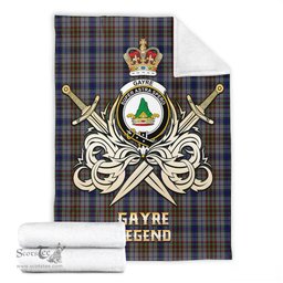 ScotsTee Shop Scottish Gayre Hunting Clan Crest Tartan Blanket The Golden Sword of Courageous Legacy Blanket