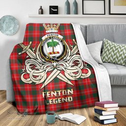 ScotsTee Shop Scottish Fenton Clan Crest Tartan Blanket The Golden Sword of Courageous Legacy Blanket
