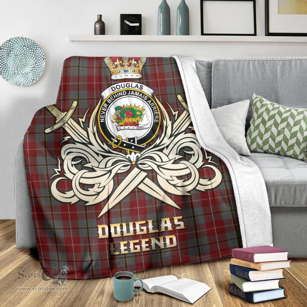 ScotsTee Shop Scottish Douglas Ancient Red Clan Crest Tartan Blanket The Golden Sword of Courageous Legacy Blanket