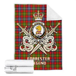 ScotsTee Shop Scottish Forrester Modern Clan Crest Tartan Blanket The Golden Sword of Courageous Legacy Blanket