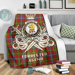 ScotsTee Shop Scottish Forrester Modern Clan Crest Tartan Blanket The Golden Sword of Courageous Legacy Blanket