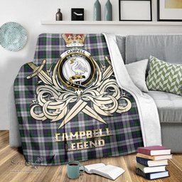 ScotsTee Shop Scottish Campbell of Cawdor Dress Clan Crest Tartan Blanket The Golden Sword of Courageous Legacy Blanket