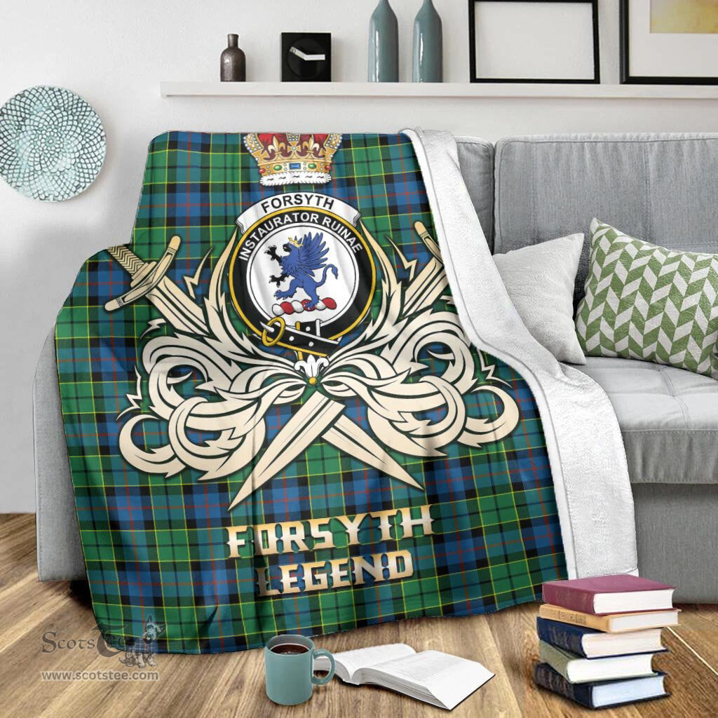 ScotsTee Shop Scottish Forsyth Ancient Clan Crest Tartan Blanket The Golden Sword of Courageous Legacy Blanket