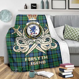 ScotsTee Shop Scottish Forsyth Ancient Clan Crest Tartan Blanket The Golden Sword of Courageous Legacy Blanket
