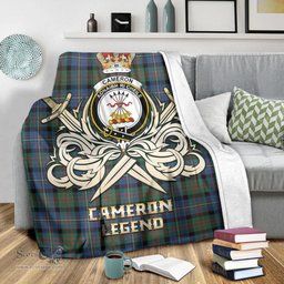ScotsTee Shop Scottish Cameron of Erracht Ancient Clan Crest Tartan Blanket The Golden Sword of Courageous Legacy Blanket